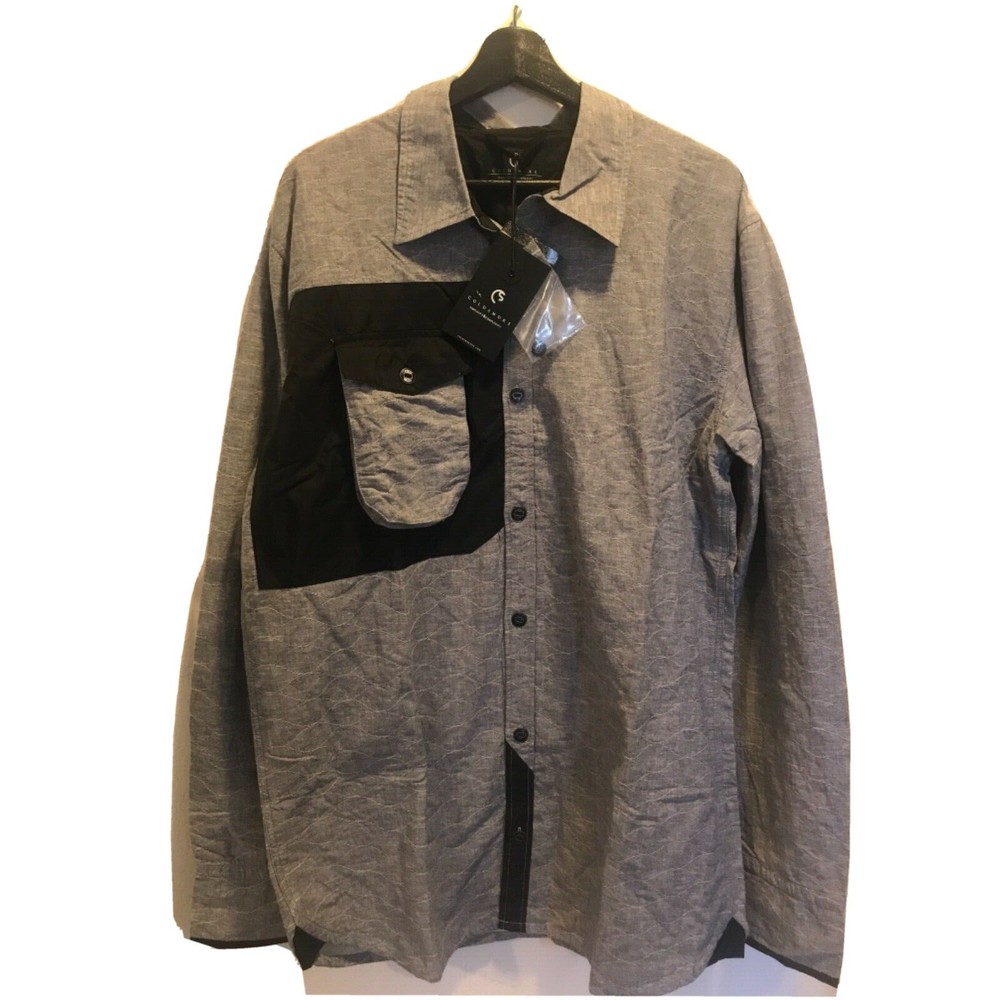 Coldsmoke Blue & Black Quilted Elbow Patch Shirt Jacket Size XL